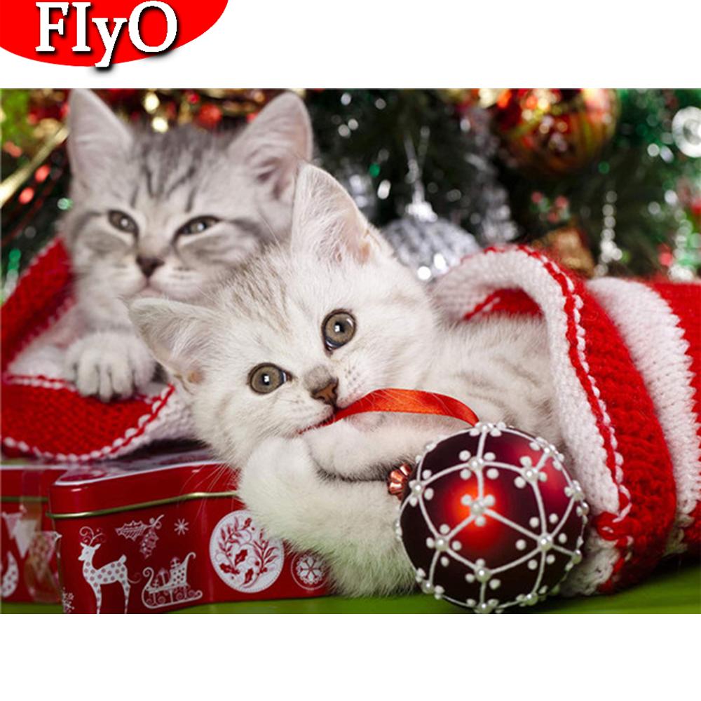 Алмазная вышивка котята, стразы квадратные