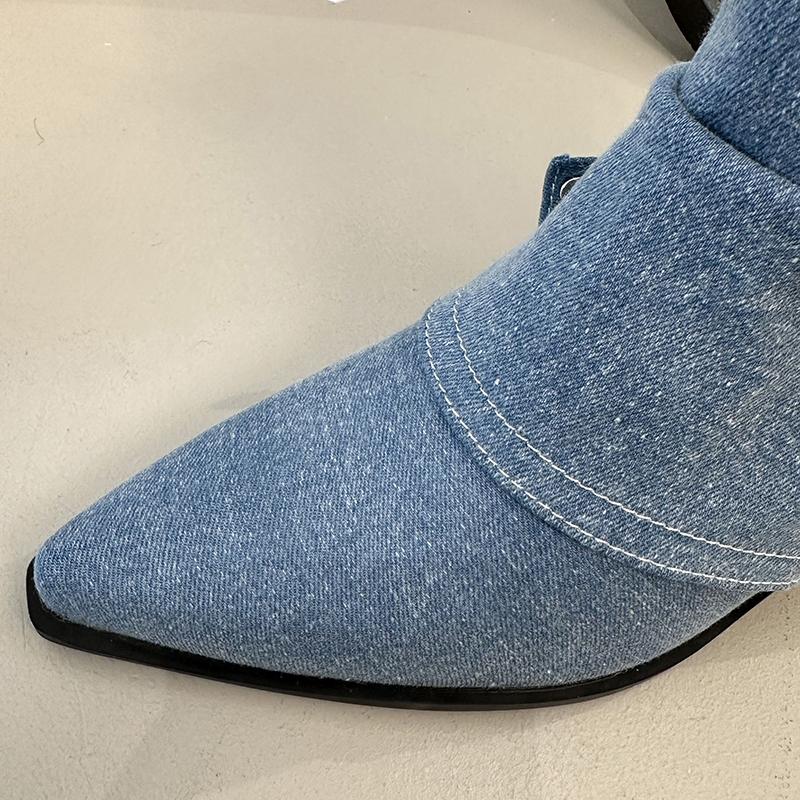 Модные джинсовые ботильоны для женщин, роскошные женские туфли из ПУ кожи, женские туфли на высоком каблуке, высококачественные женские ботильоны