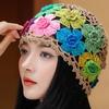 Cotton Crochet Beanie Hat With HollowOut Flower Design Summer Vacation Casual Skull Cap For Women Everyday Wear