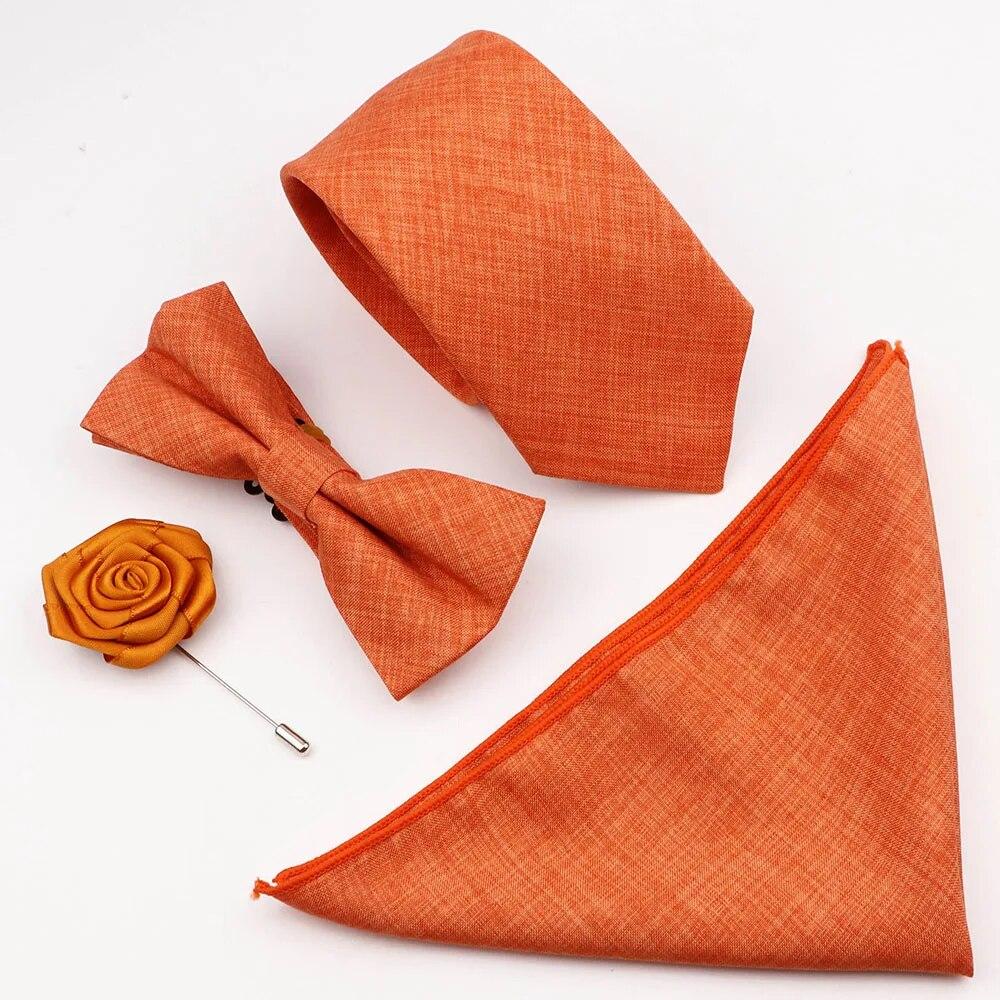 Комплект галстуков из 4 предметов, мужской, шалфейный зеленый, хлопковый галстук-бабочка, брошь-запонка, для костюма жениха, свадьба,