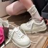 [Ushilai] British Style Platform Casual Little White Shoes Women's 2025 Spring New Round Head Lace-up Heightening Board Shoes
