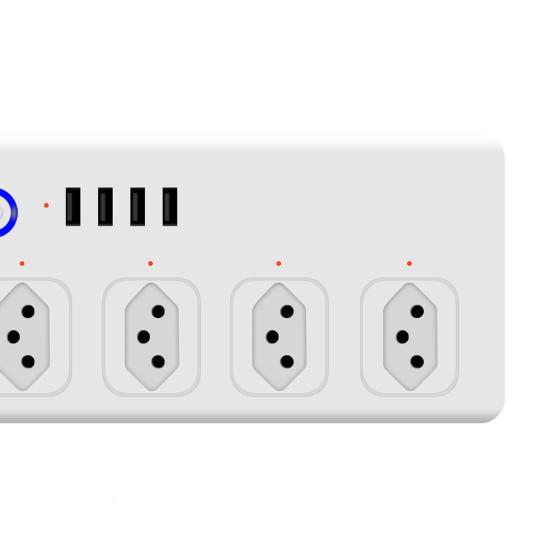 Умная розетка, 4 USB-порта, 4 розетки, ПК, Бразилия, голосовое управление, универсальная розетка Wi-Fi для дома