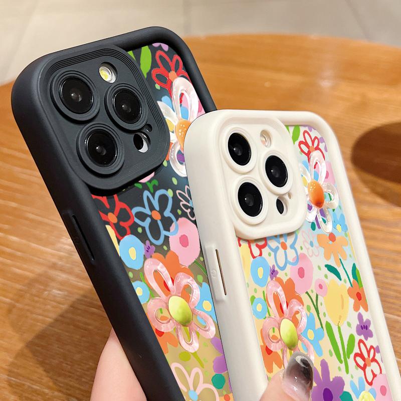 Чехол для телефона с мультяшными цветами для iPhone 17 Pro Max Air 16 15 Pro Max 14 13 12 Pro Max 11 Прозрачная мягкая задняя крышка из ТПУ
