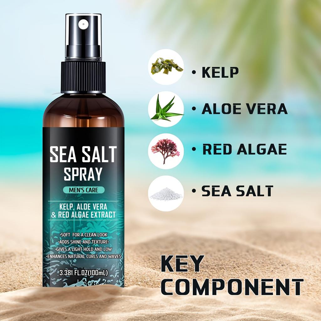 Men's Sea Salt Spray - Gently Nourishes and Moisturizes Hair, Enhancing Natural Curls and Waves,Promoting Shine and Texture - Non-stick Hair and Beard