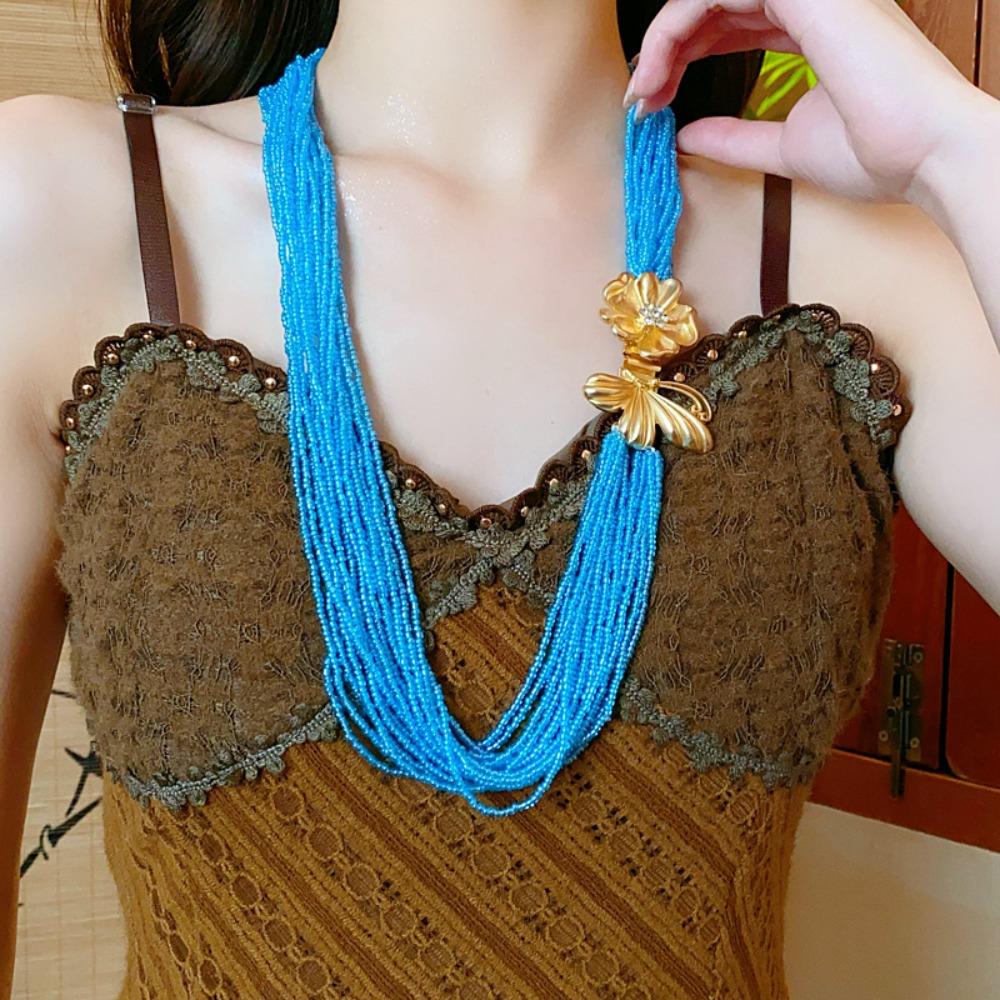 Waist Chain Flower Butterfly Jewelry Rhinestone Exaggerated Choker  Jewelry Gifts