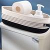 Hot Selling Elegant Oval Leather Handle Cotton Rope Toy Bathroom Storage Basket Storage Basket Storage Basket