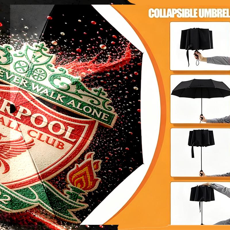 Зонт Liverpool F.C. с принтом, автоматическое открытие/закрытие - Портативный складной дизайн - Для ежедневного использования, путешествий/на улице - Подарок на день рождения