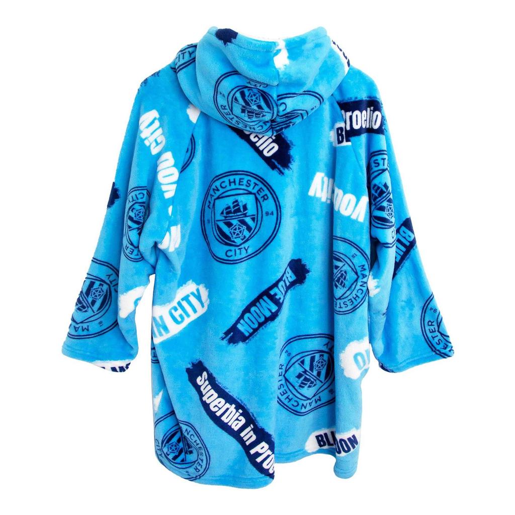 Manchester City FC Childrens/Kids Fleece Oversized Blanket Hoodie