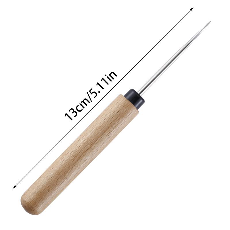 Конус для ремонта обуви Конус с круглым отверстием Ручная дрель для вязания крючком Деревянная ручка Конус для пробивания кожи