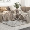 VidaXL Coffee Table Silver Stainless Steel and Tempered Glass 349977