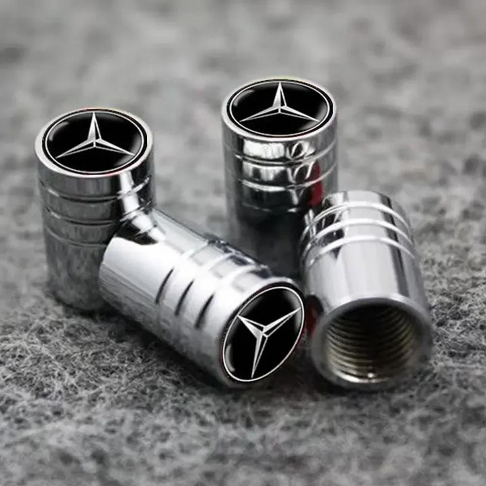 C200 E200 New 2025 For Mercedes Benz 4pcs Metal Plating Car Truck Bicycle Tire Valve Caps Rim Stem Cap Valves For Mercedes Benz