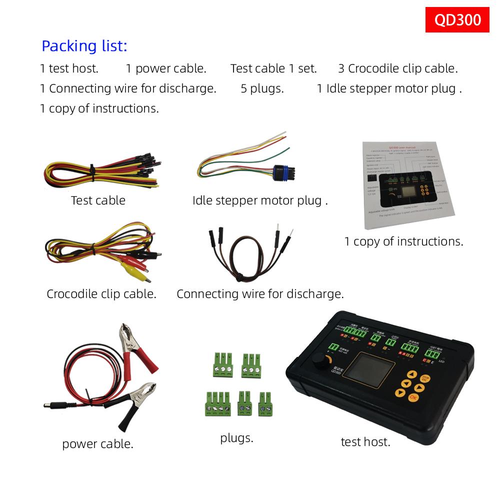 Новый тестер катушек зажигания автомобиля QD300 QDB-2A 3A IGBT холостого хода шаговый двигатель электромагнитный клапан инжектор ШИМ-привод детектор неисправностей
