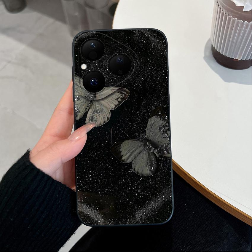 Красивый чехол для телефона с бабочками и цветами для Huawei Pura 80 Pro Plus Honor X7d X9d X20 V40, крышка из жидкого силикона, противоскользящая оболочка для Huawei Capa