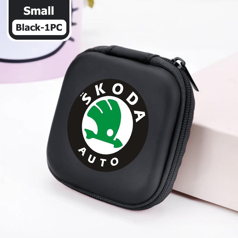 AAABR1 For Skoda Portable Mini Car Earphone Data Cable Charger Storage Bag Accessories Kodiaq Fabia Kamiq Karoq Octavia 2 3 Rapid Scala