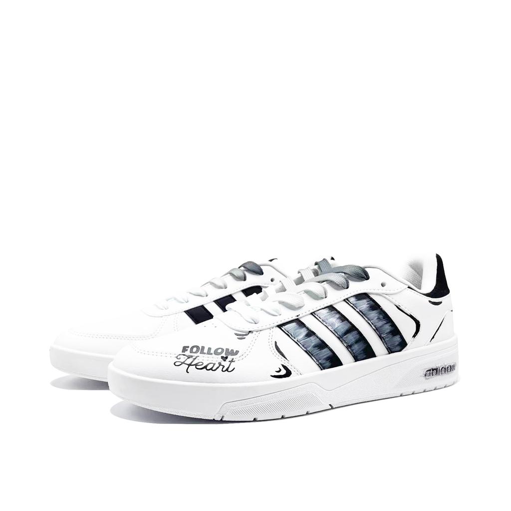 Adidas Neo Courtbeat Palpitations Coverage Abrasion Resistant Low top Skateboard Shoes Unisex Black White ID9658(Team847-)