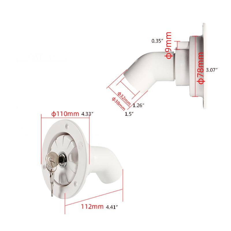 Trailer RV Gravity Water Inlet Fill Dish for Hatch Cover for Tank Filling Port w
