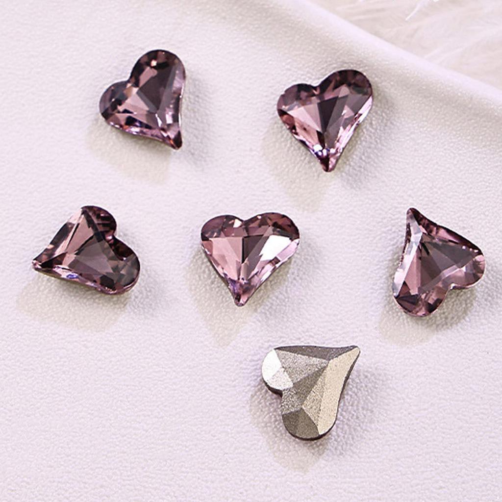 10 штук розовых блестящих стразов для украшения ногтей, смешанные формы, включая сердечки, квадраты, бабочки, капли, для DIY дизайна ногтей, дома, в салоне, для вечеринки