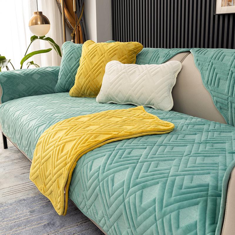 Простая зимняя короткая плюшевая диванная подушка, украшение для гостиной, противоскользящее толстое полотенце для спинки, мягкое, удобное, многоцветное, печатное, чехол для дивана