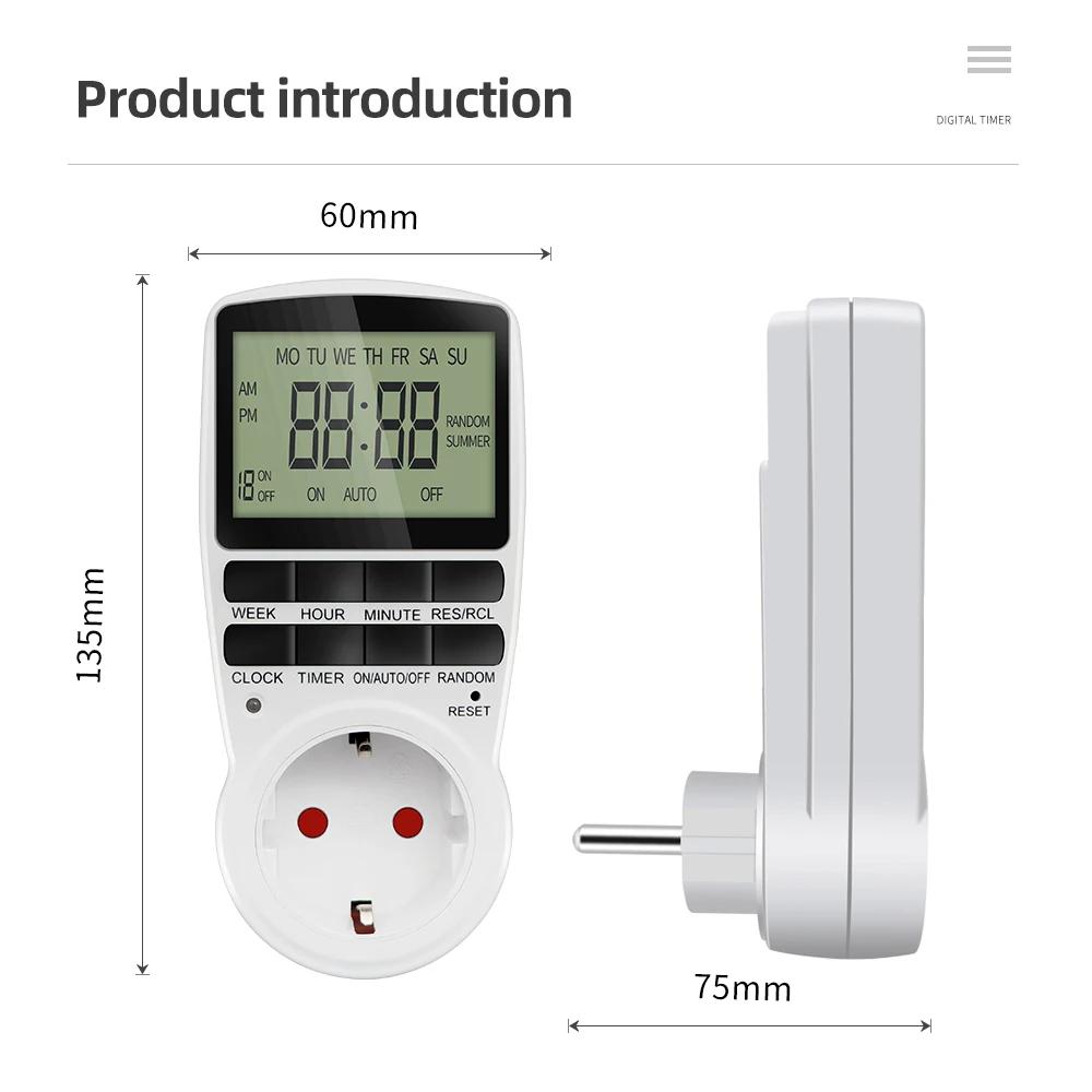 Electronic Digital Timer Switch Socket Kitchen Timer Outlet Programmable Timing Socket Control 220V EU US UK AU Plug