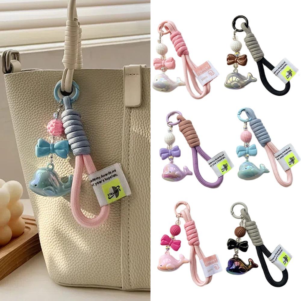 Акриловые подвески-брелоки в виде дельфинов, мультяшные плетеные подвески из веревки, модный брелок в виде кита, игрушки