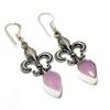 Pink Chalcedony Gemstone 925 Silver Plated Handmade Jewelry Earring 2.08"