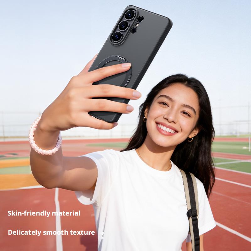 Для Samsung Galaxy S26 S25 S24 Чехол Защита от отпечатков пальцев Защита от масла Магнитная 360° Вращающаяся подставка Удобный захват Мягкий чехол