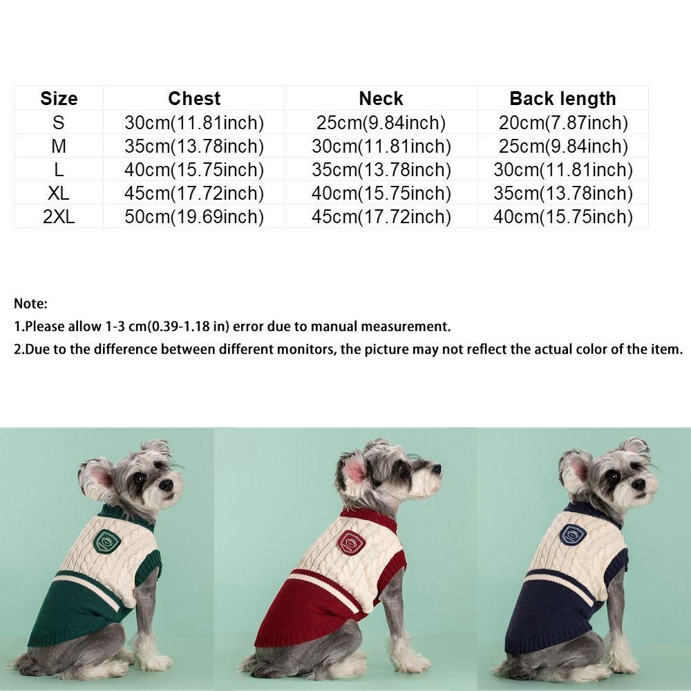 Classical Dog Warm Sweater College Style Dog Pullover Casual Pet Knitted Vest Daily Wear