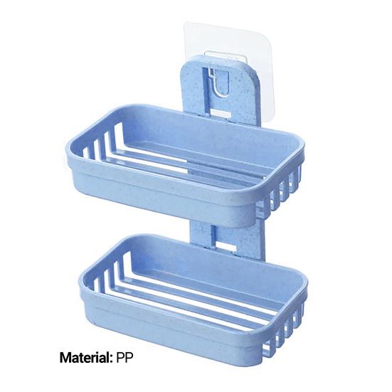 Полка для мыла, многофункциональная полая конструкция без перфорации, настенный двухъярусный дренажный держатель для хранения мыла для ванной комнаты