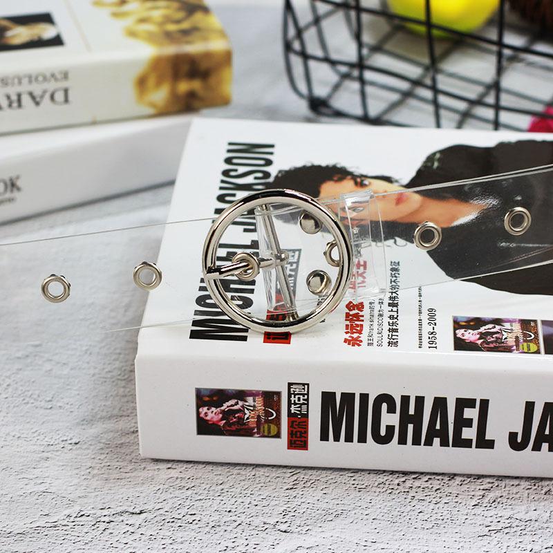 Fashion All-Match Resin Plastic Fully Transparent Belt Circle Buckle Porous Women's Belt Jeans Students'