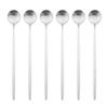 6Pcs/Set Black Long Handle Cutlery Matte Stainless Steel Spoons Polished Stirring Drink Ice Cream Dessert Tea Spoons Dinnerware