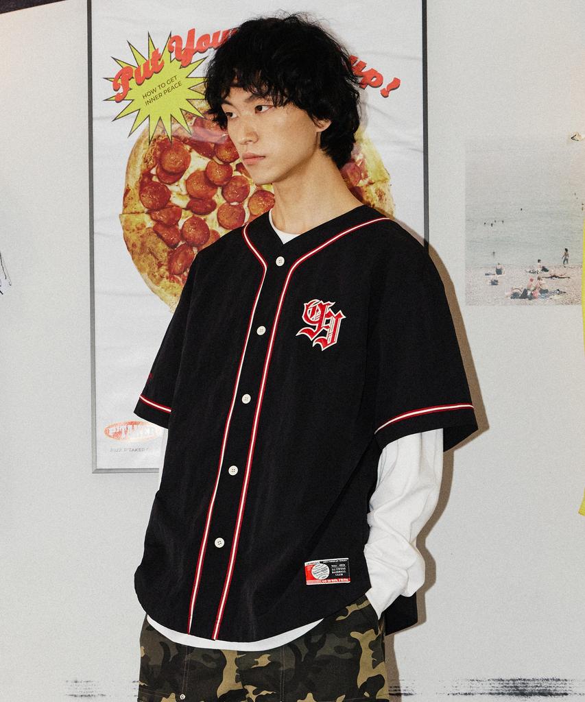 1993STUDIO [Lg Twins] Аппликация Бейсбольная форма Рубашка_Черная