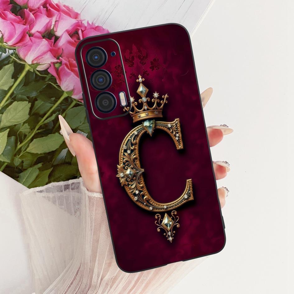 For Motorola Edge 2021 Case XT2141-1 Fashion Initial Letters Crown Soft Silicone Back Protective Cover For Moto Edge 2021 Bumper