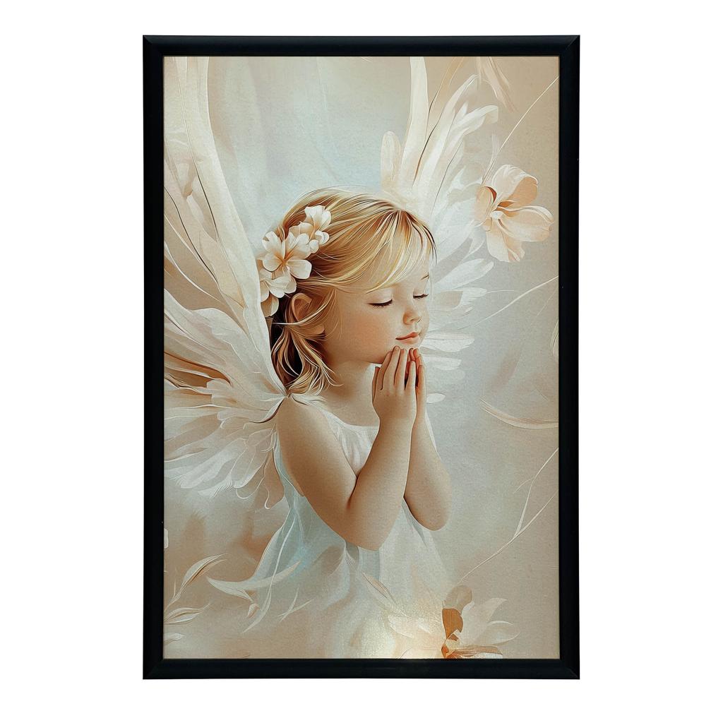 Plakat Urokliwy Aniołek W Modlitwie Plakat Urokliwy Aniołek W Modlitwie, 50X70 Cm, Bez Ramy, Płótno Premium Na Blejtramie