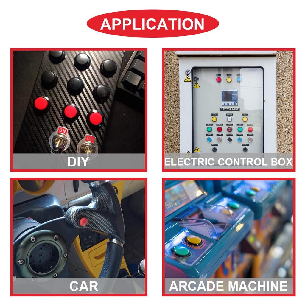 10Pcs 16mm Black Momentary Push Button Switch SPST ON Off Switch 3A 250V AC/6A 125V AC 2Pin Self-Resetting Round Switch with Locked Terminal Wires