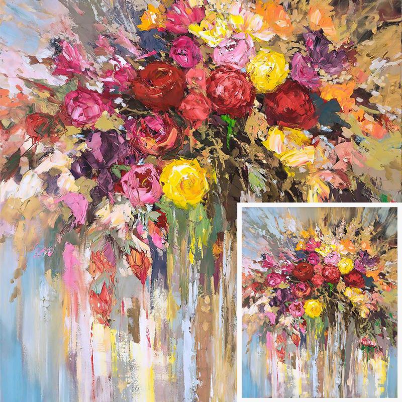 Красочные цветы, постеры и принты, абстрактная картина на холсте, скандинавские растения, настенные художественные картины для гостиной, современный домашний декор