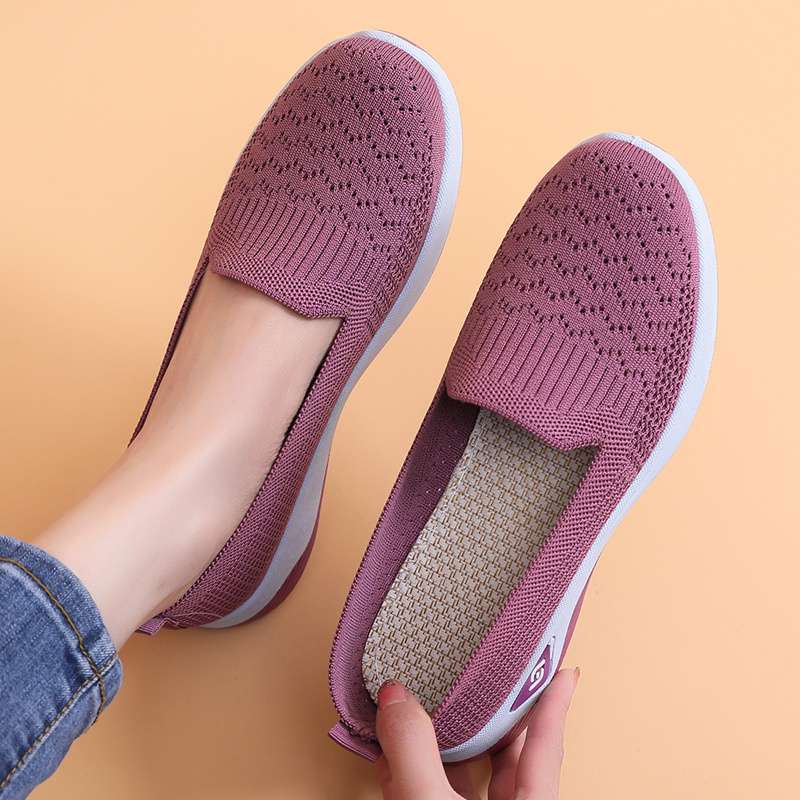 Summer Old North Cloth Shoes Women's Mesh Shoes Hollow Mesh Casual Shoes Breathable Fly Weaving One Pedal Soft-soled Mother Shoes