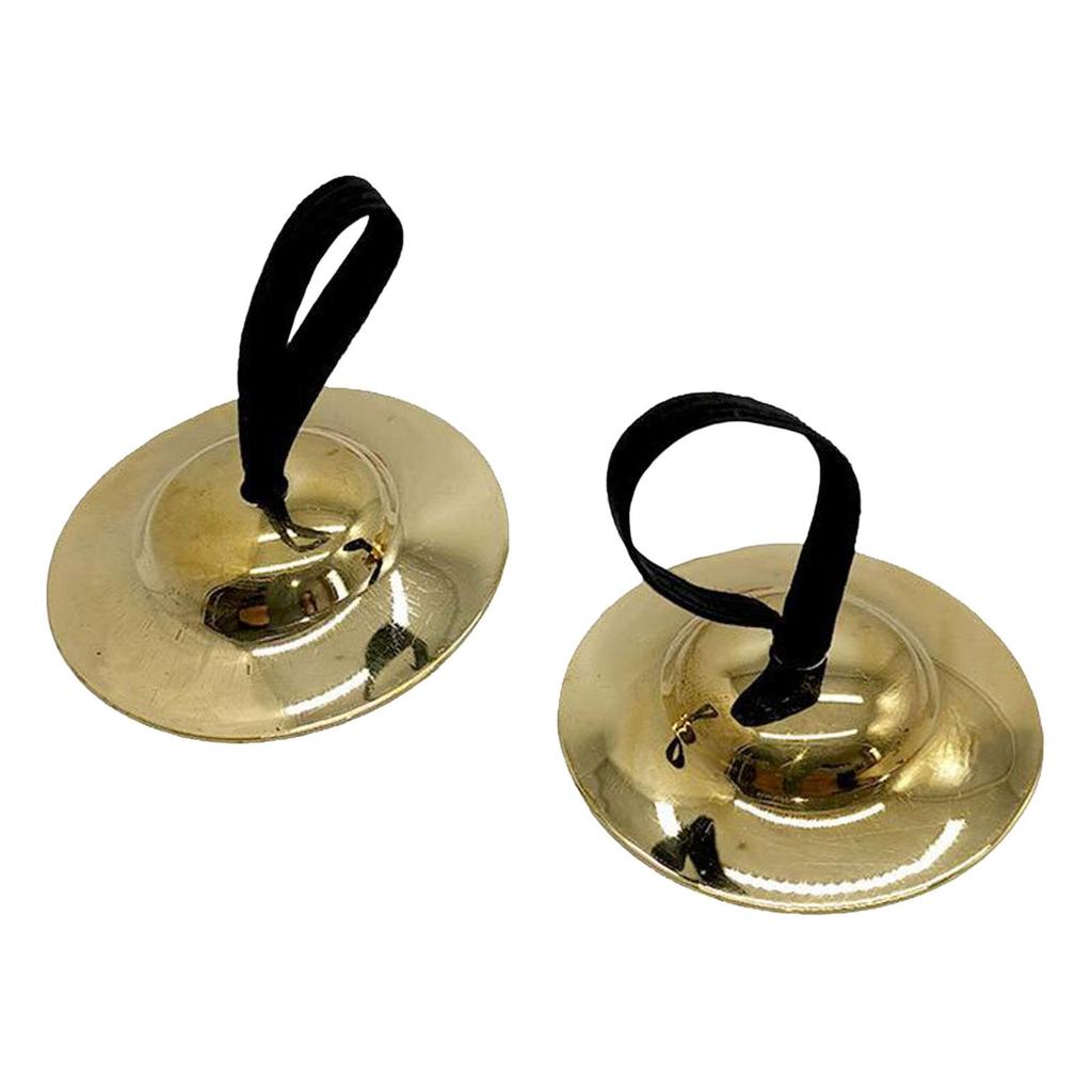 2 Pieces Finger Cymbals Copper Mini Crash Percussion Musical Toy with Rope for Kids Suitable