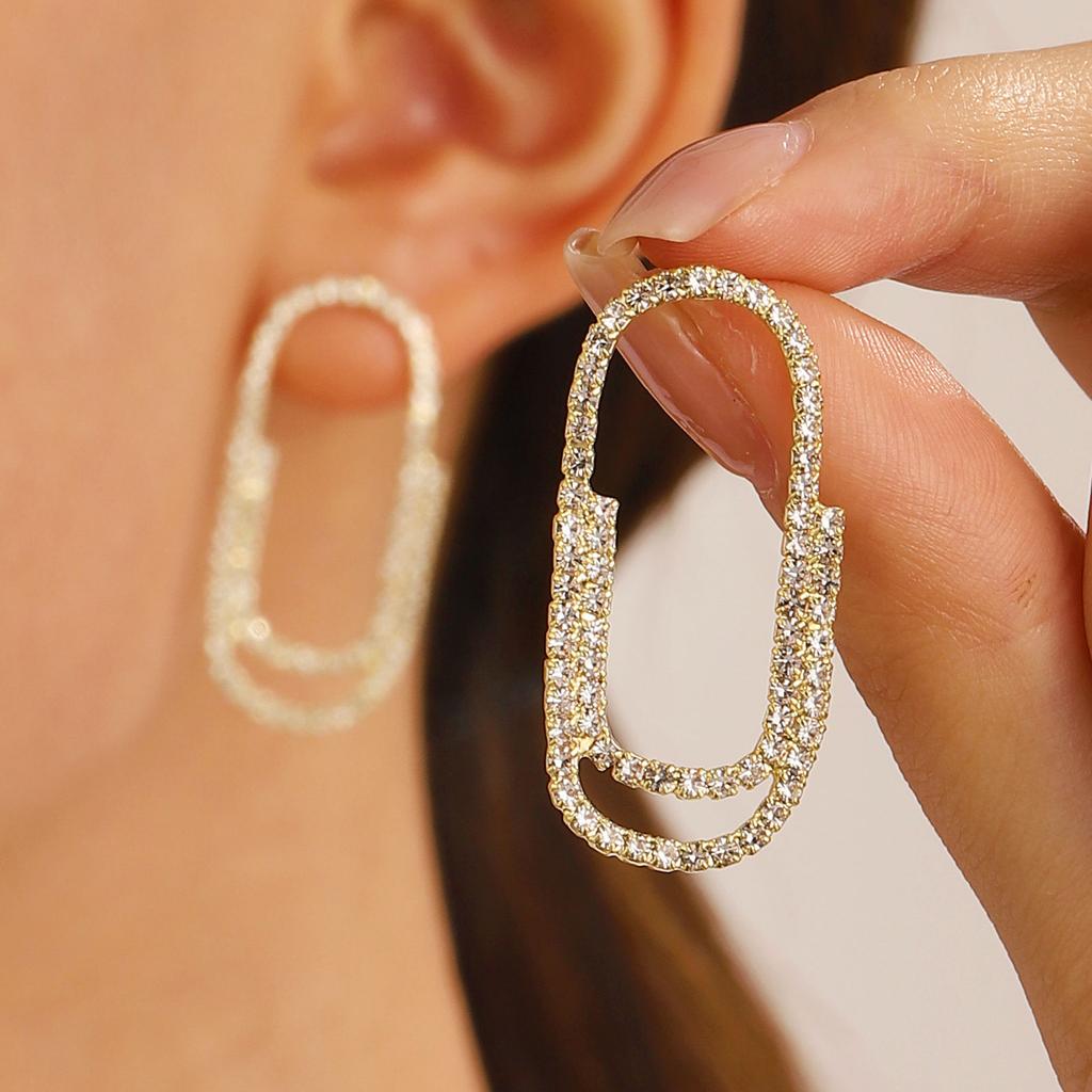 Korean Version Niche Design Micro-inlaid Zircon Geometric Paperclip Bracelet Femininity Simple High-end Personalized Jewelry