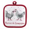 [A1107] - Cotton Pot Holder 'Hens' Red White Gray (Villa) - 20x20cm