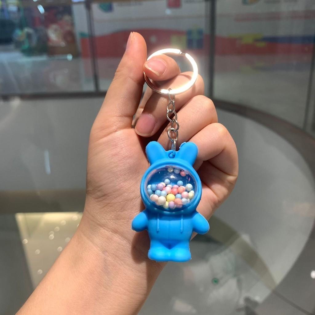 Adorable Cartoon Rabbit Keychain Cute 3d Key Ring For Car Keys In Pink