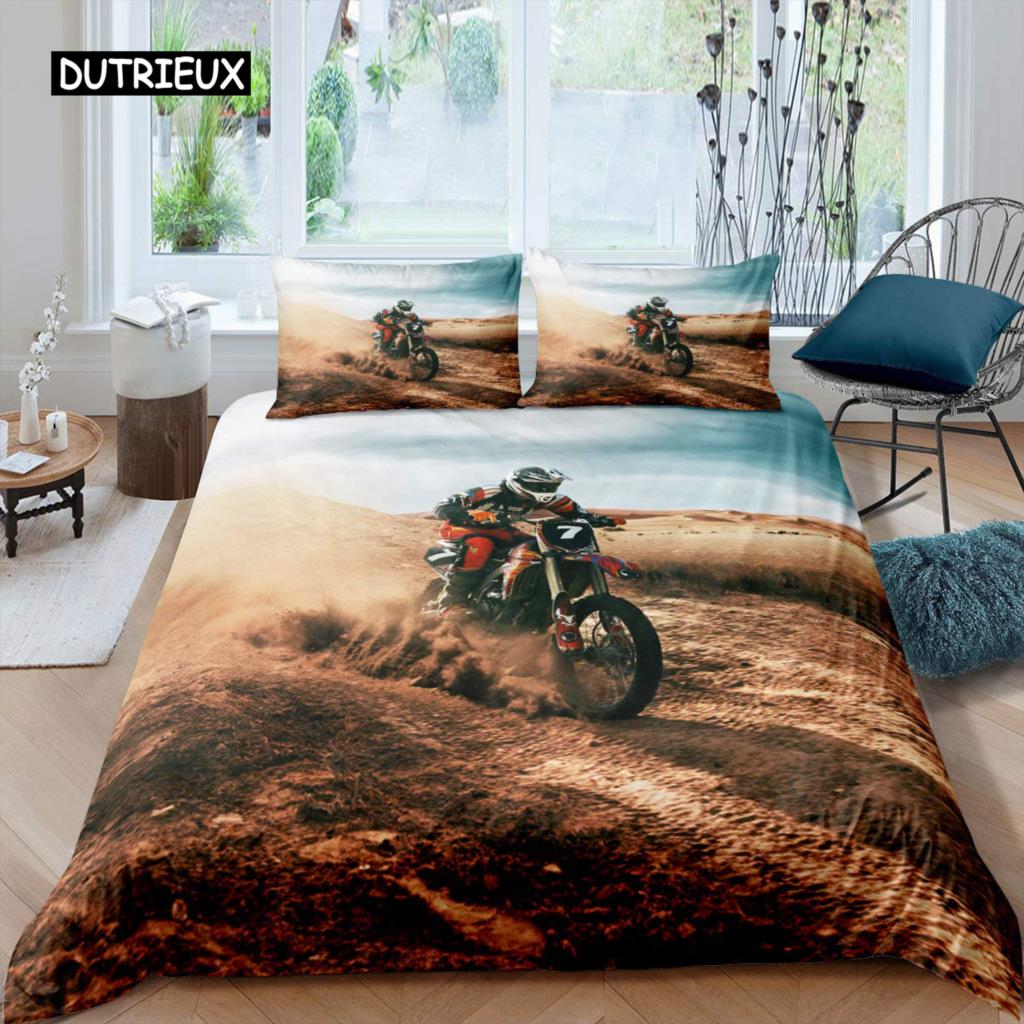 Комплект постельного белья с изображением мотоцикла 3D Queen Bedding Duvet Cover Set Bedding Bed Cover Queen Bedroom Bed Cover Set Bed Set Bedding