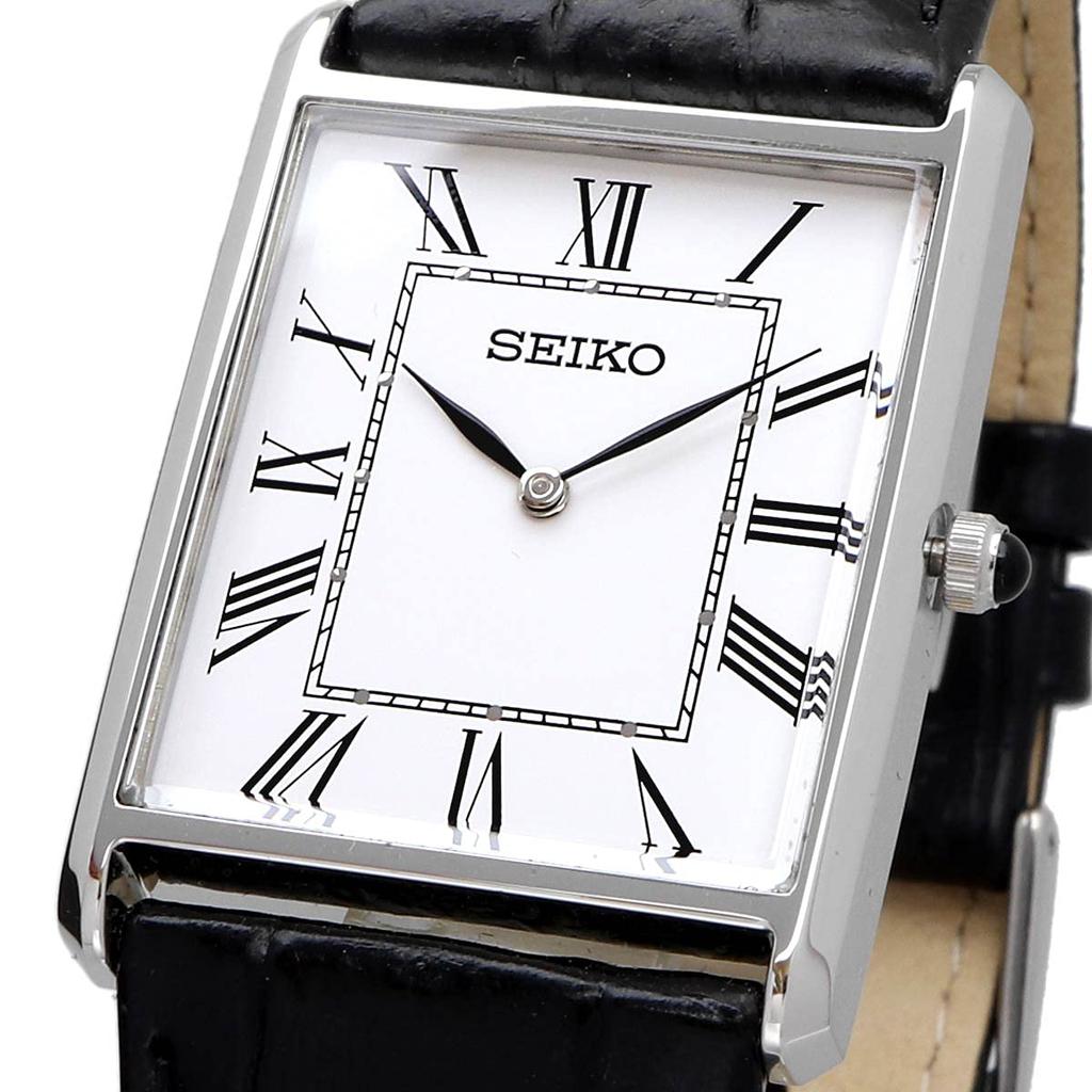 SEIKO Watch Square Design Quartz SWR049 White Dial X Black Leather Band [Seiko] Men's [Item]