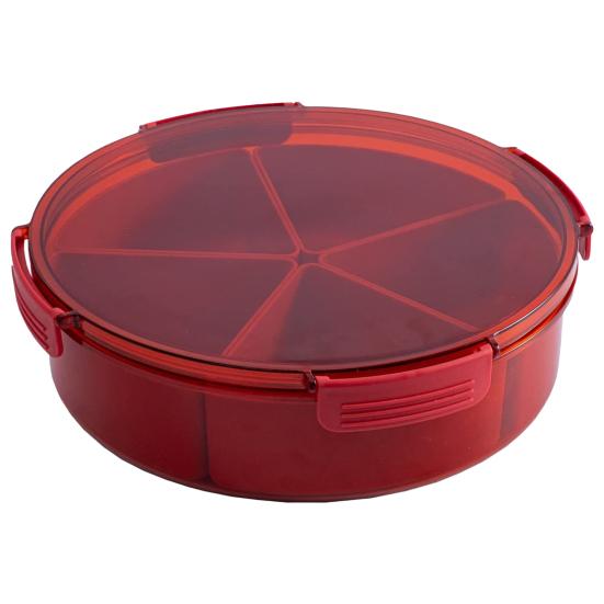 Round Plastic Divided Serving Tray with Lid 4/5 Individual Dishes Food Storage Containers Snack Fruit Veggie Candies Serving Platter Home Supplies