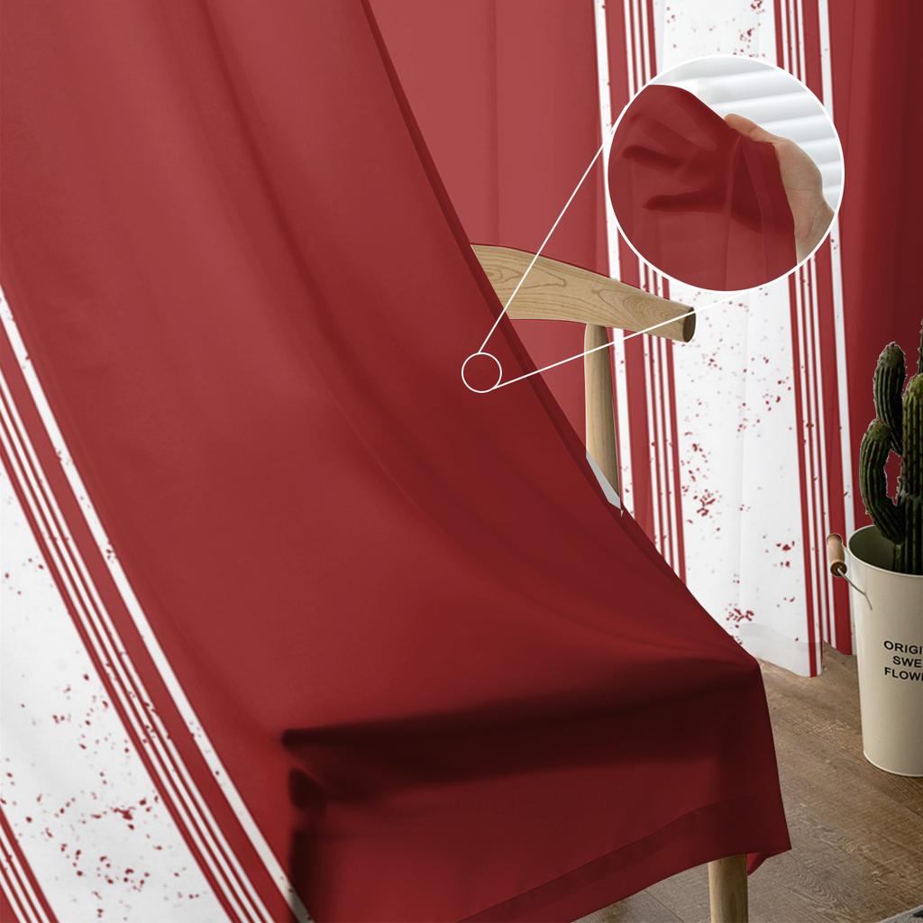 Рождественские красные полосатые фермерские прозрачные шторы Домашние оконные украшения Вуалевые тюлевые шторы для гостиной спальни кухни