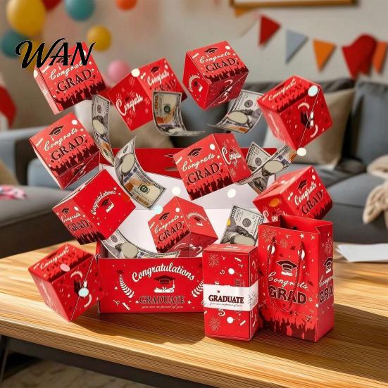 Explosion Gift Box 2026 Graduation Box, DIY Pop Up Money Holder Interactive Folding Bounce Cash Card for Grad Party Supplies