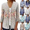 Women's Shirt Blouse Outerwear Print 3/4 Length Sleeve Casual Holiday Basic Button Tops