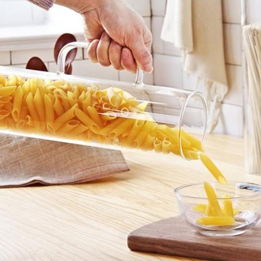 Кухонная коробка для лапши Крышка из бамбукового дерева Коробка для хранения лапши с ручкой Герметичная банка из высокоборосиликатного стекла Хранение продуктов Контейнер для муки