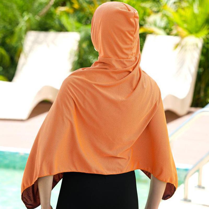 Ice Cool Beach Poncho Cover Up Quick Dry Sunscreen Clothing Oversized Hooded Towel Wrap 4-In-1 For Swimming Beach Pool Travel