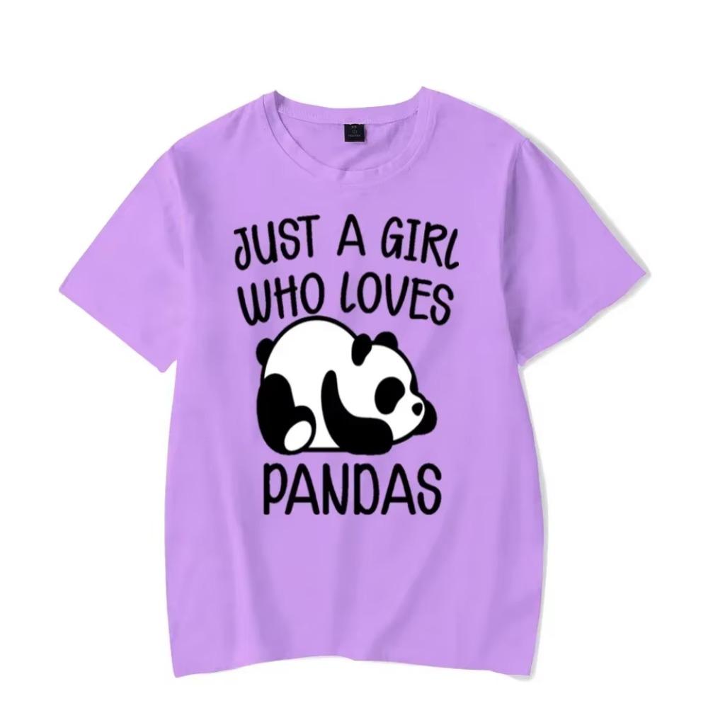 Мужская футболка Just A Girl Who Loves Pandas Графическая футболка Забавная футболка с животными Мужская футболка с коротким рукавом Мультяшный панда Топ Y2k