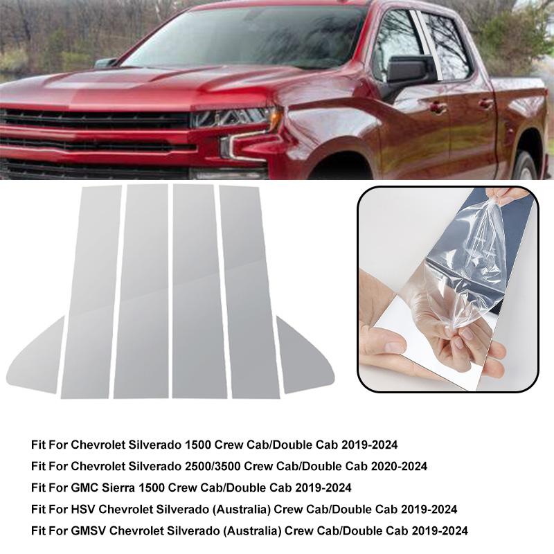 Хром для Chevrolet Silverado 1500 Crew Cab Double Cab 2019-2024 стойки стойки автомобиля Обшивка окна автомобиля наклейки на колонку BC